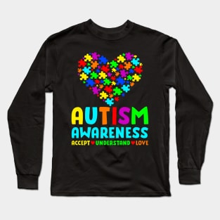 Autism Puzzle Heart Love Accept Understand Autism Awareness Long Sleeve T-Shirt